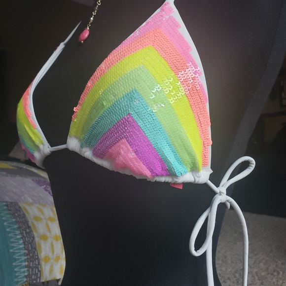 Neon Sequin Triangle Bikini Top - Picture 4 of 4